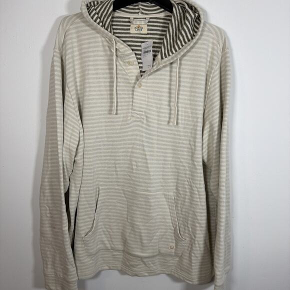 Marine Layer Montecito Double Knit Hoodie Cream Men XXL Hoodie Sweatshirt NWT - Picture 9 of 9